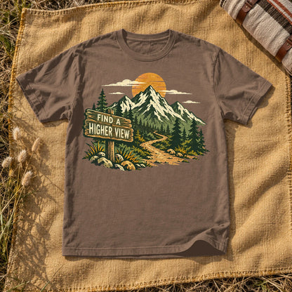Find A Higher View Mountain Graphic Tee on Espresso Premium Tee