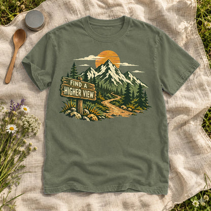 Find A Higher View Mountain Graphic Tee on Moss Premium Tee