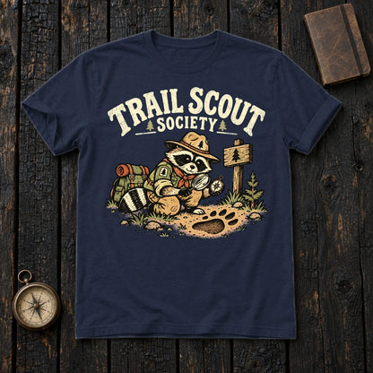 Trail Scout Society Raccoon Graphic Tee on Navy Everyday Soft Tee