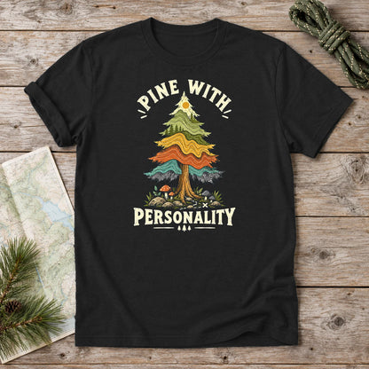 Pine With Personality Graphic Tee on Black Everyday Soft Tee
