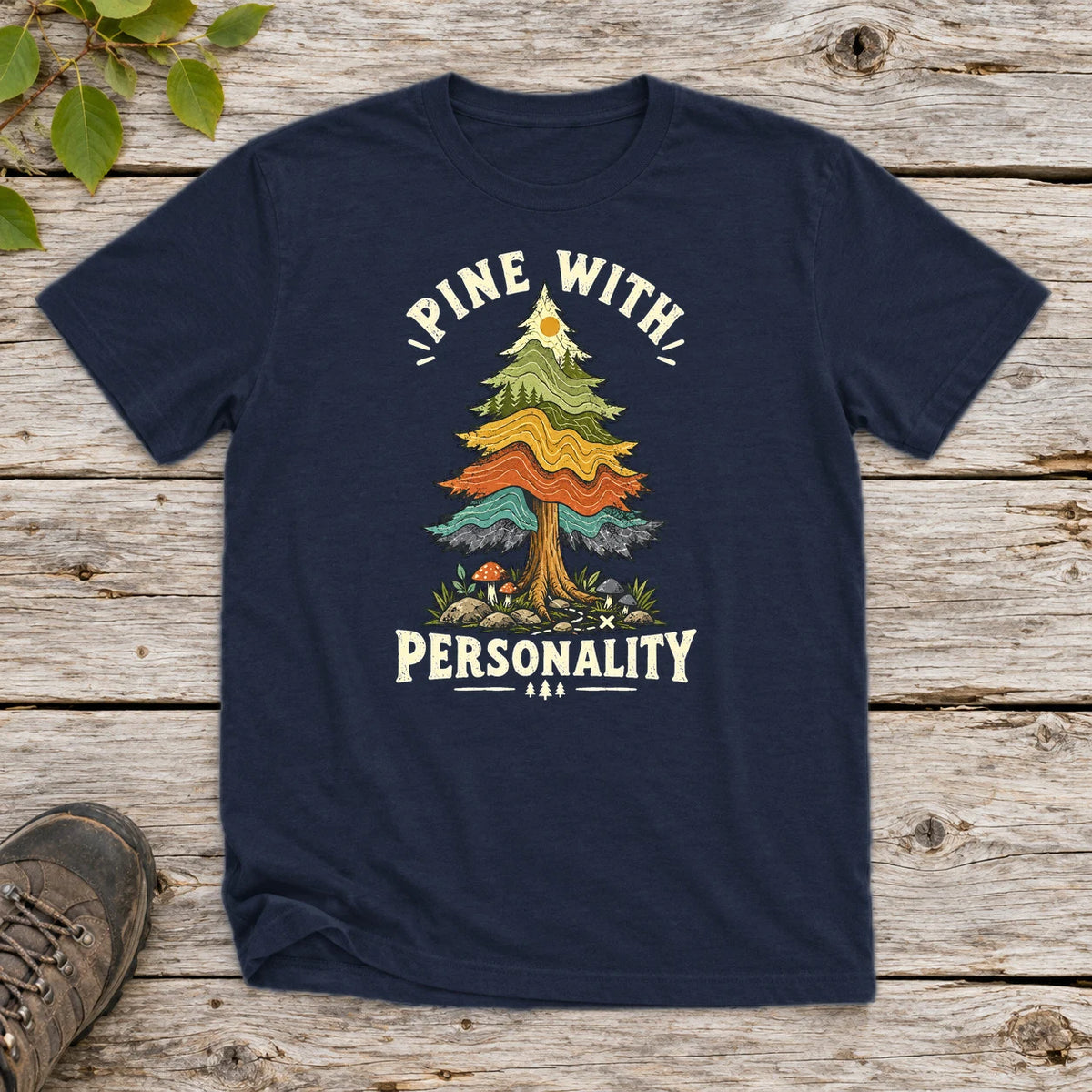 Pine With Personality Graphic Tee on Navy Everyday Soft Tee