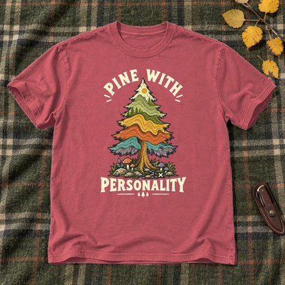 Pine With Personality Graphic Tee on Heather Red Everyday Soft Tee