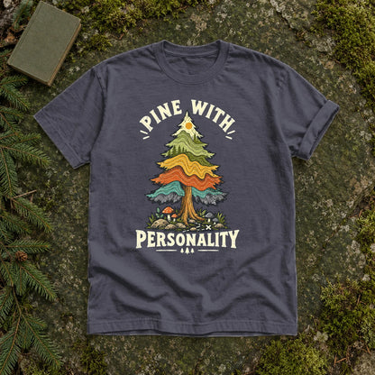 Pine With Personality Graphic Tee on Navy Premium Tee