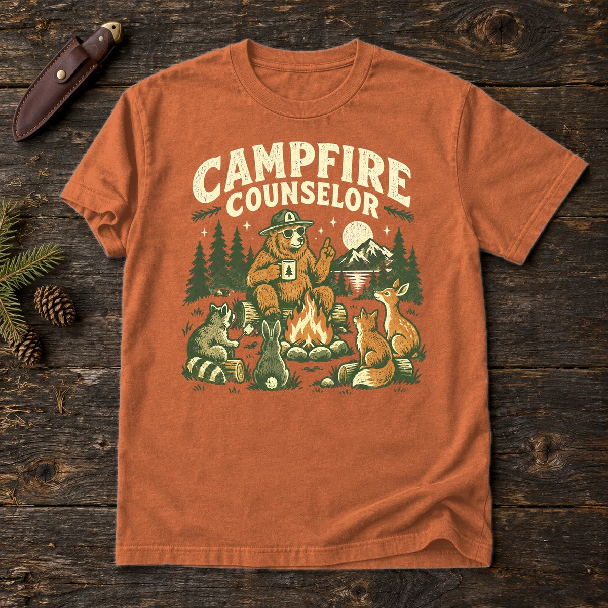 Campfire Counselor Graphic Tee on Yam Premium Tee