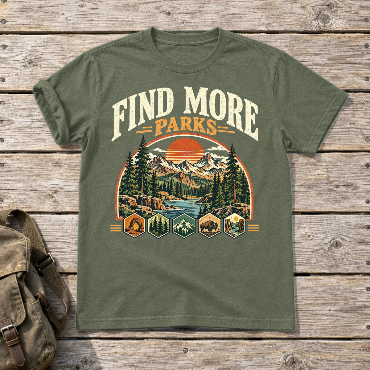 Find More Parks Vintage Graphic Tee on Military Green Everyday Soft Tee
