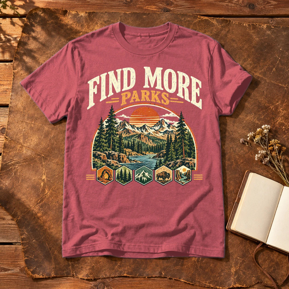 Find More Parks Vintage Graphic Tee on Heather Red Everyday Soft Tee