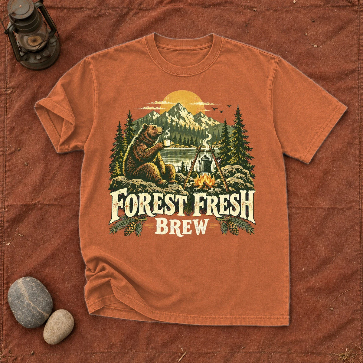 Forest Fresh Brew Bear Graphic Tee on Yam Premium Tee