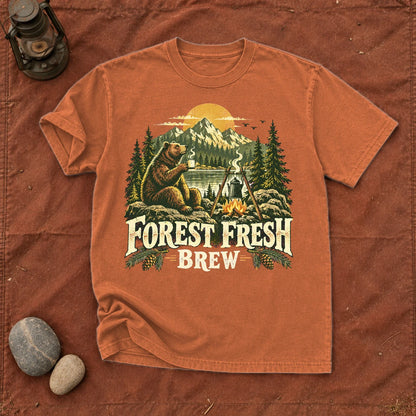 Forest Fresh Brew Bear Graphic Tee on Yam Premium Tee