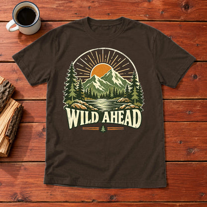 Wild Ahead Vintage Mountain Graphic Tee on Dark Chocolate Everyday Soft Tee