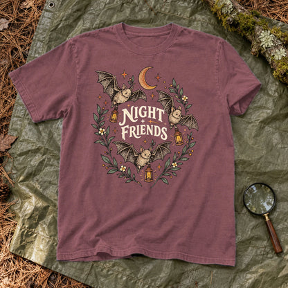 Night Friends Vintage Bats Graphic Tee on Brick Premium Tee