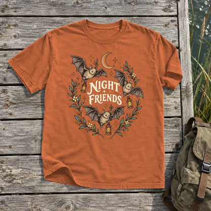 Night Friends Vintage Bats Graphic Tee on Yam Premium Tee