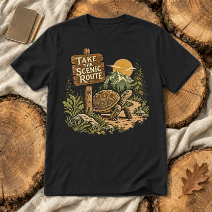 Take The Scenic Route Graphic Tee on Black Everyday Soft Tee