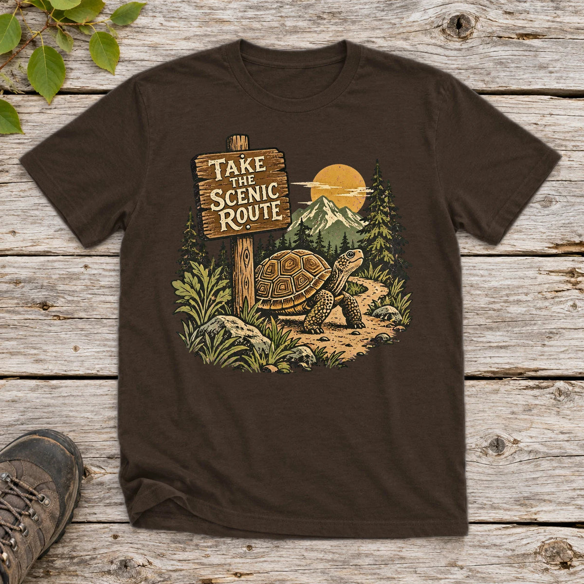 Take The Scenic Route Graphic Tee on Dark Chocolate Everyday Soft Tee