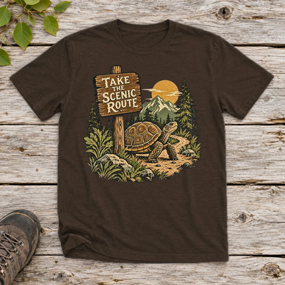 Take The Scenic Route Graphic Tee on Dark Chocolate Everyday Soft Tee