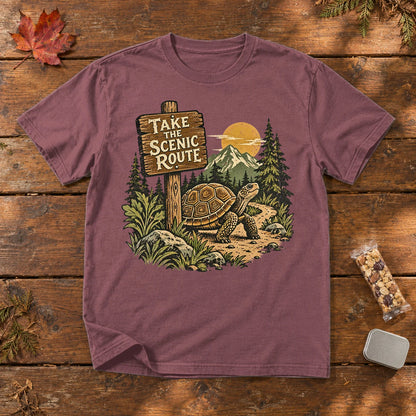 Take The Scenic Route Graphic Tee on Brick Premium Tee