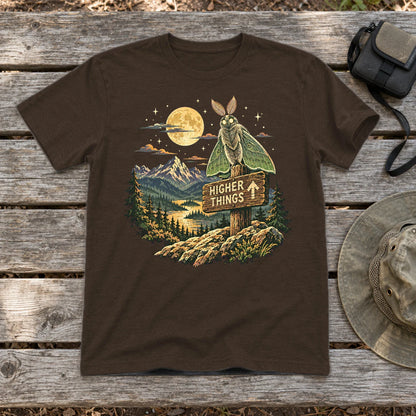 Higher Things Mountain Moth Graphic Tee on Dark Chocolate Everyday Soft Tee