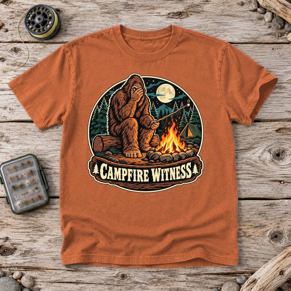 Campfire Witness Bigfoot Graphic Tee on Yam Premium Tee