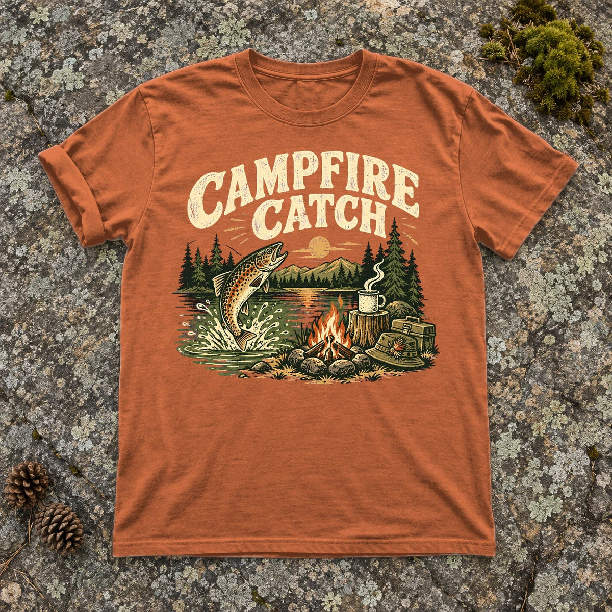 Campfire Catch Vintage Graphic Tee on Yam Premium Tee