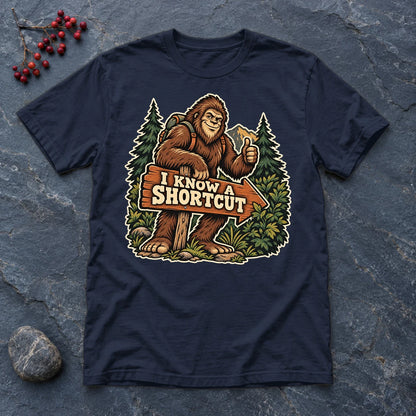 Bigfoot 'I Know A Shortcut' Graphic Tee on Navy Everyday Soft Tee