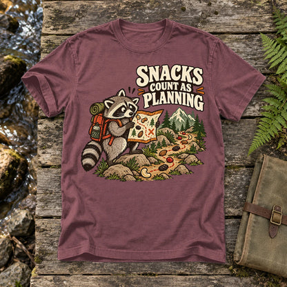 Snacks Count As Planning Raccoon Graphic Tee on Brick Premium Tee