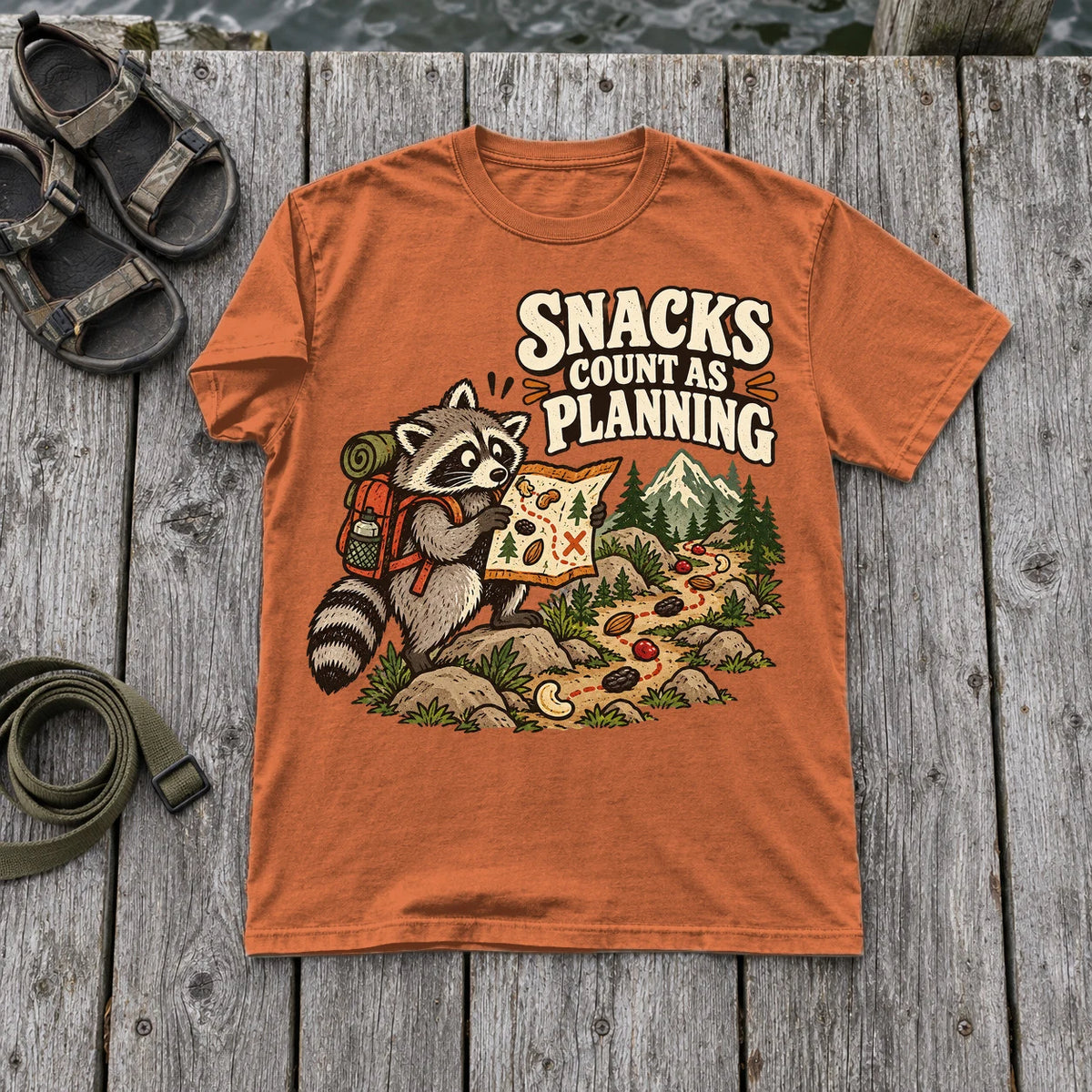Snacks Count As Planning Raccoon Graphic Tee on Yam Premium Tee