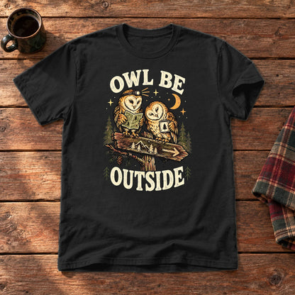 Owl Be Outside Vintage Graphic Tee on Black Everyday Soft Tee