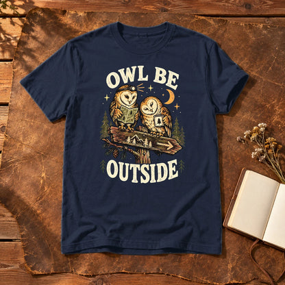 Owl Be Outside Vintage Graphic Tee on Navy Everyday Soft Tee