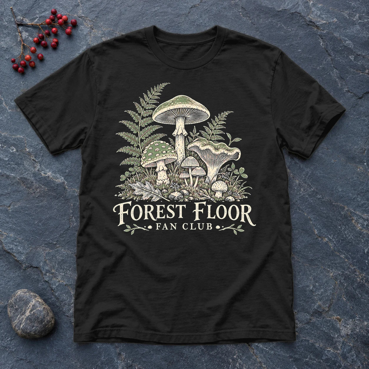 Forest Floor Fan Club Graphic Tee on Black Everyday Soft Tee