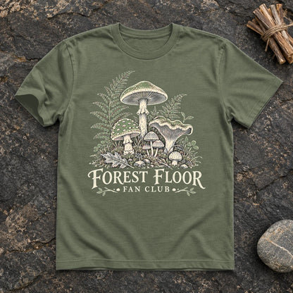 Forest Floor Fan Club Graphic Tee on Military Green Everyday Soft Tee