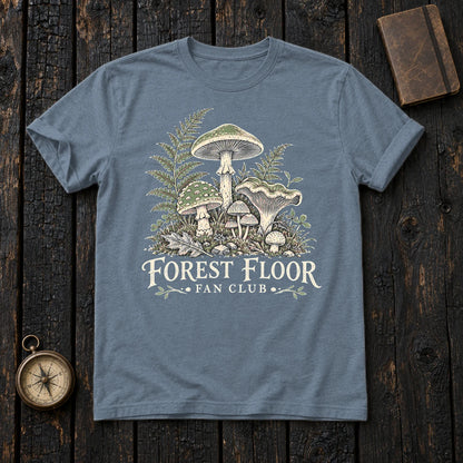 Forest Floor Fan Club Graphic Tee on Heather Indigo Everyday Soft Tee