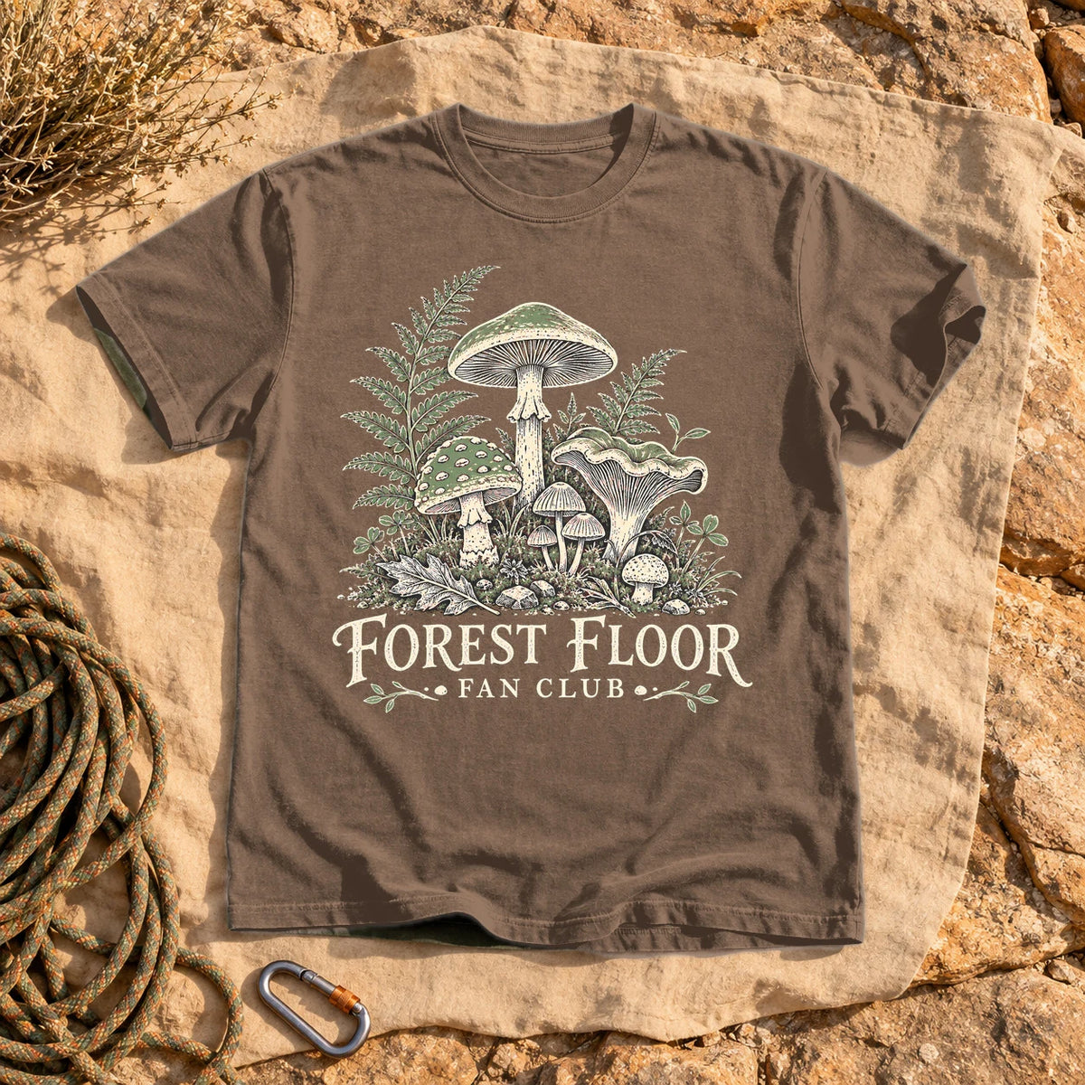 Forest Floor Fan Club Graphic Tee on Espresso Premium Tee