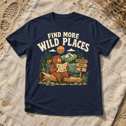 Find More Wild Places Bear Graphic Tee on Navy Everyday Soft Tee