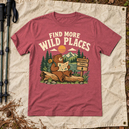 Find More Wild Places Bear Graphic Tee on Heather Red Everyday Soft Tee