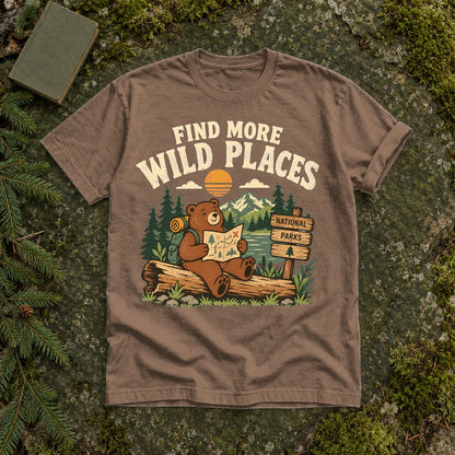 Find More Wild Places Bear Graphic Tee on Espresso Premium Tee