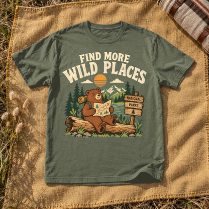 Find More Wild Places Bear Graphic Tee on Moss Premium Tee