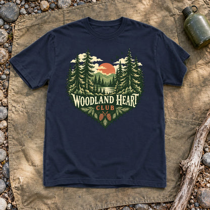 Woodland Heart Club Vintage Nature Graphic Tee on Navy Everyday Soft Tee