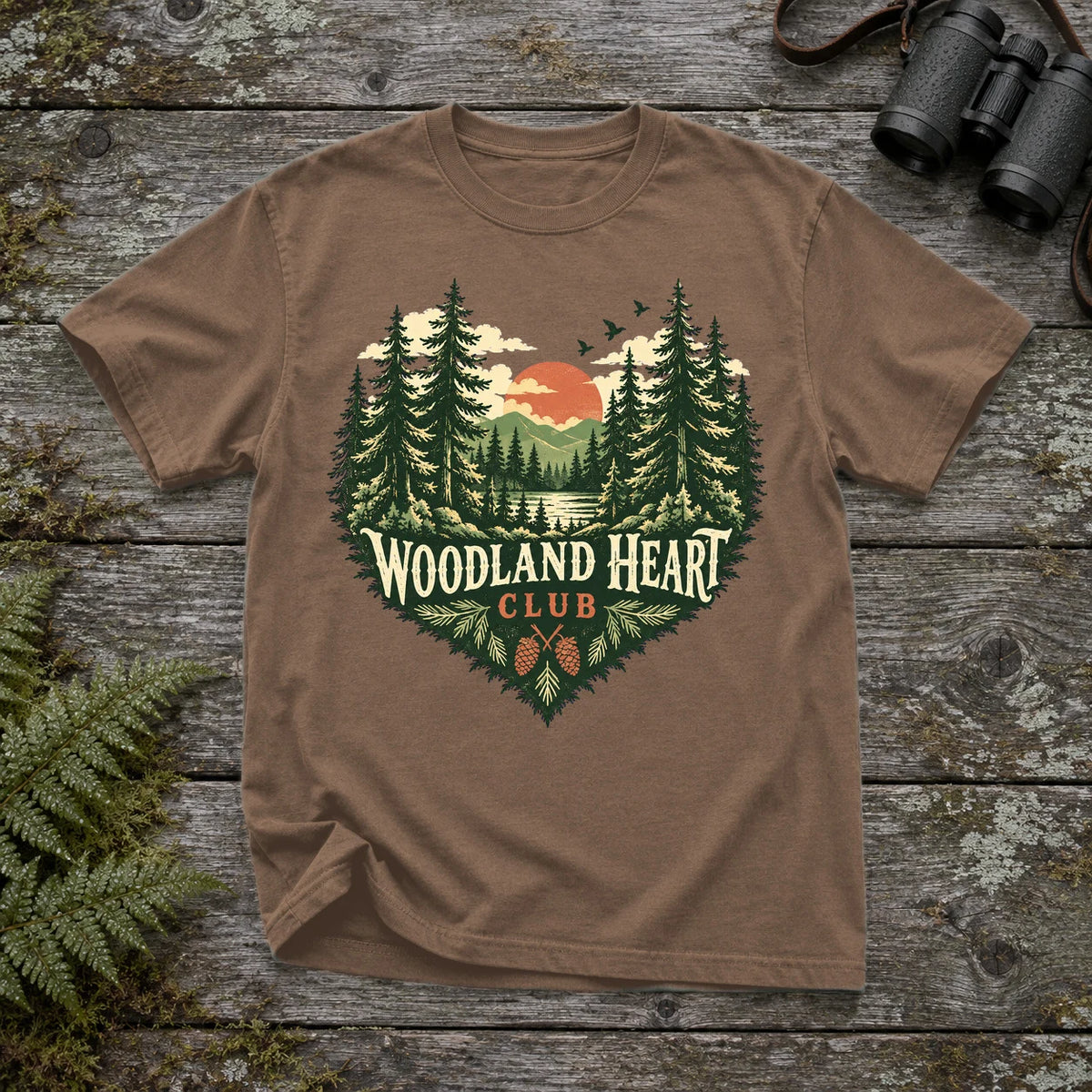 Woodland Heart Club Vintage Nature Graphic Tee on Espresso Premium Tee