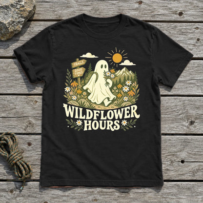 Wildflower Hours Ghost Hiker Graphic Tee on Black Everyday Soft Tee