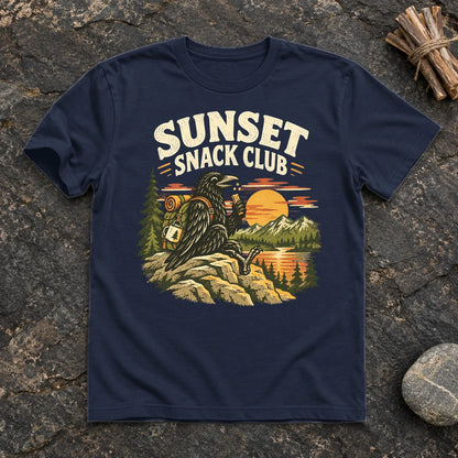 Sunset Snack Club Raven Graphic Tee on Navy Everyday Soft Tee