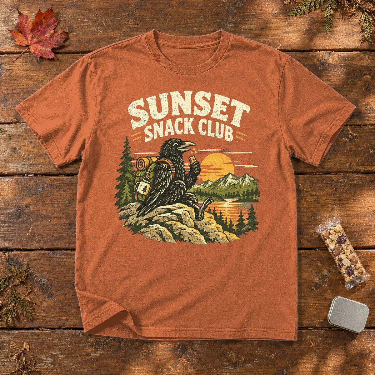 Sunset Snack Club Raven Graphic Tee on Yam Premium Tee
