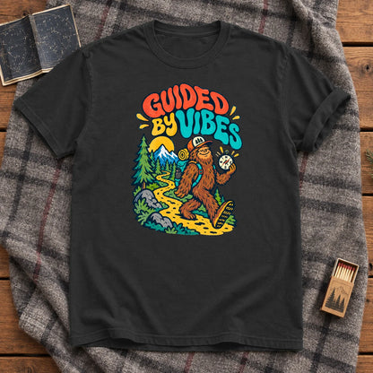 Guided By Vibes Bigfoot Graphic Tee on Black Premium Tee