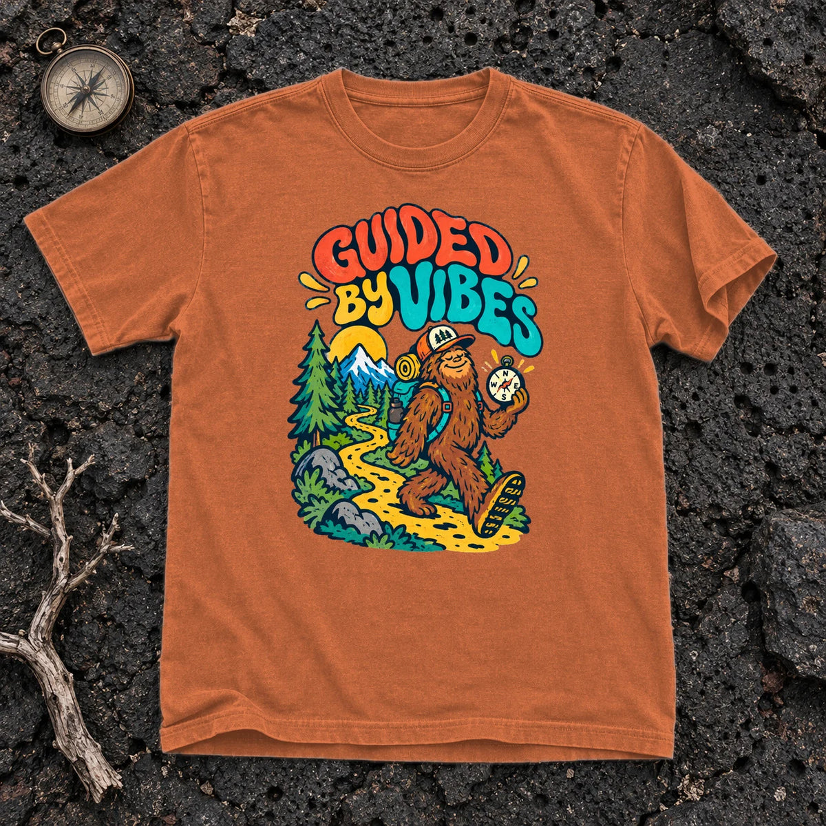 Guided By Vibes Bigfoot Graphic Tee on Yam Premium Tee