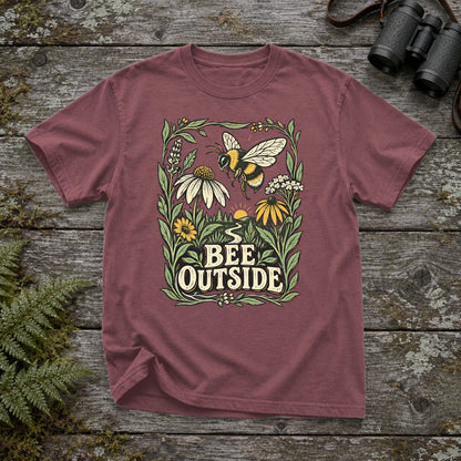 Bee Outside Vintage Botanical Graphic Tee on Brick Premium Tee