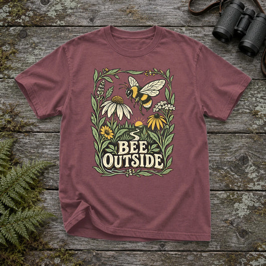 Bee Outside Vintage Botanical Graphic Tee on Brick Premium Tee
