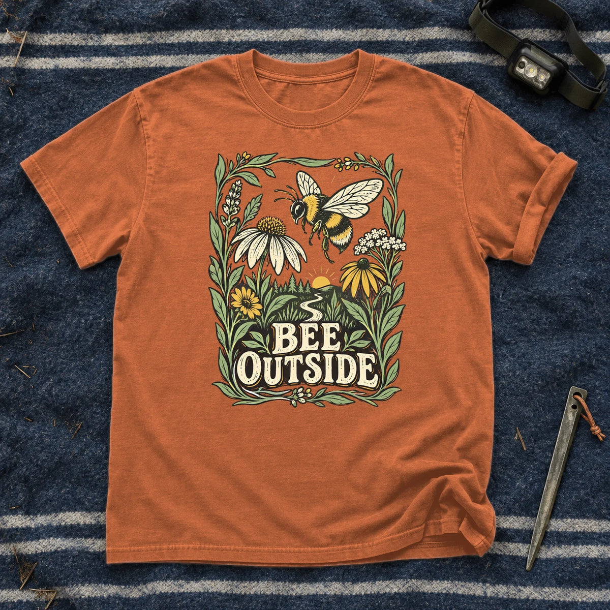 Bee Outside Vintage Botanical Graphic Tee on Yam Premium Tee