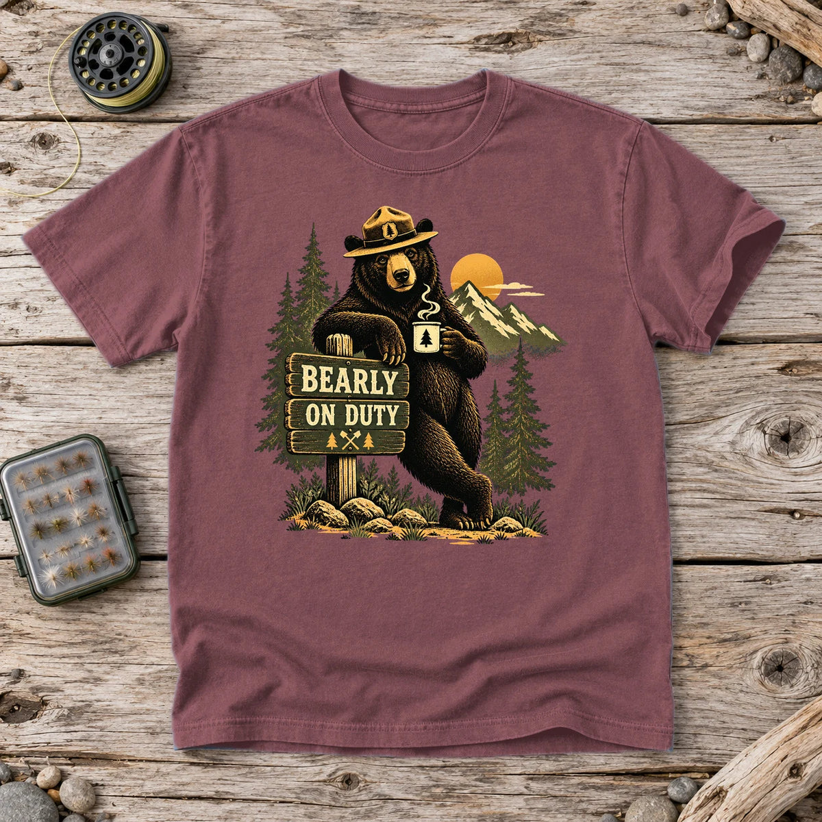Bearly On Duty Graphic Tee on Brick Premium Tee