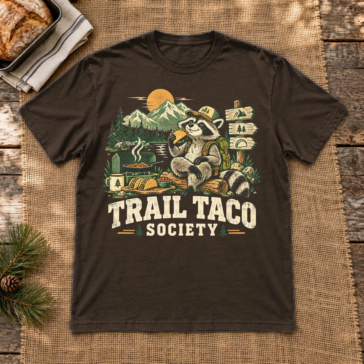 Trail Taco Society Graphic Tee on Dark Chocolate Everyday Soft Tee