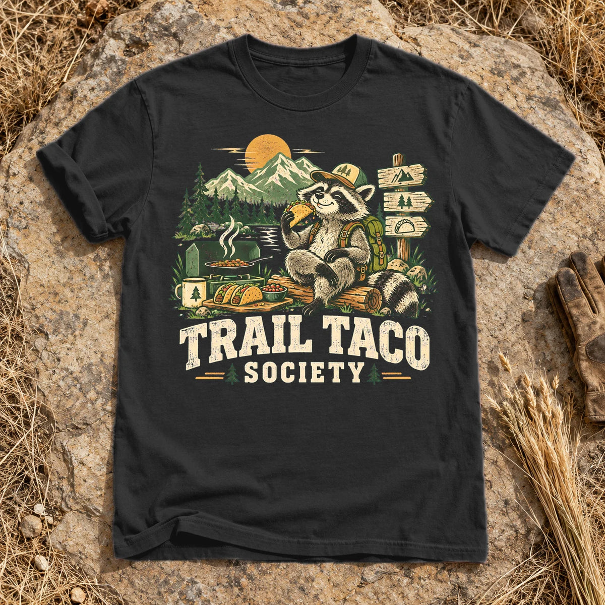 Trail Taco Society Graphic Tee on Black Premium Tee