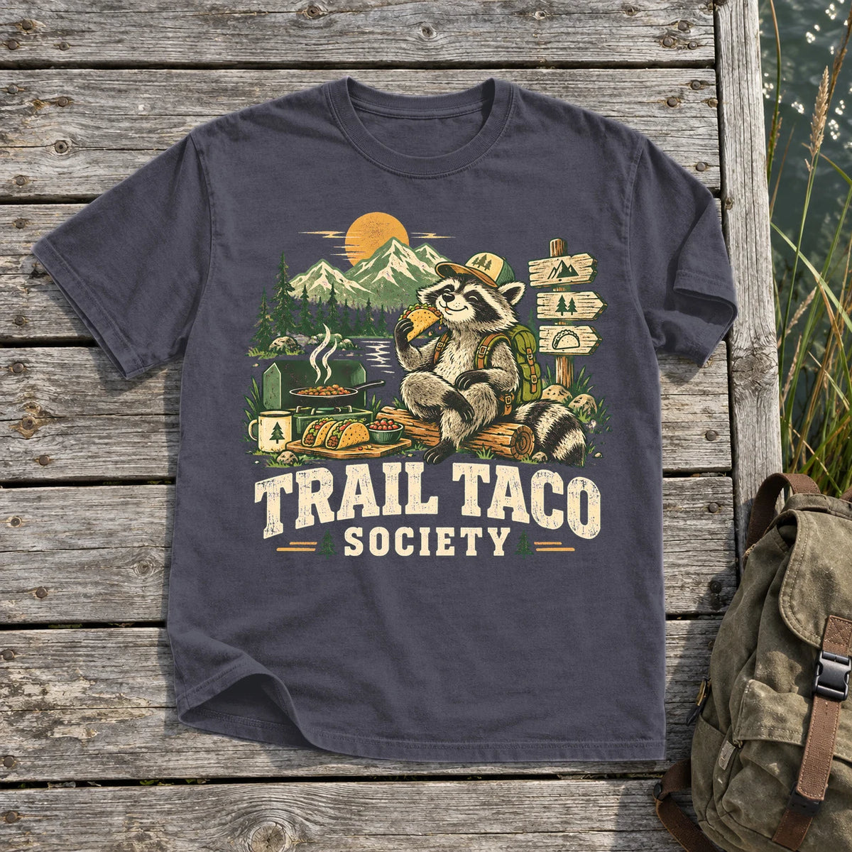 Trail Taco Society Graphic Tee on Navy Premium Tee