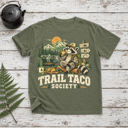 Trail Taco Society Graphic Tee on Moss Premium Tee